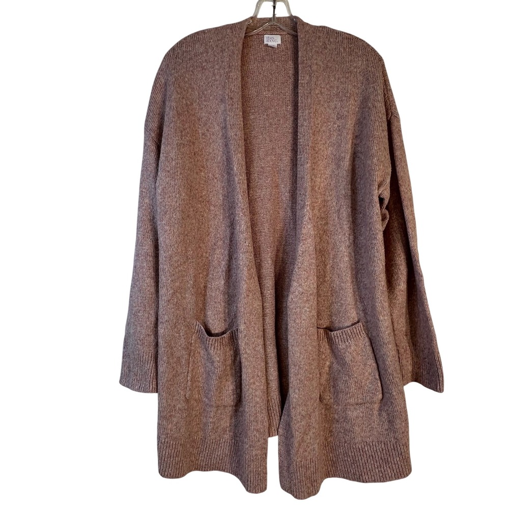 Stars Above Mauve Pink Heather Longline Cardigan Sweater Pockets M/L